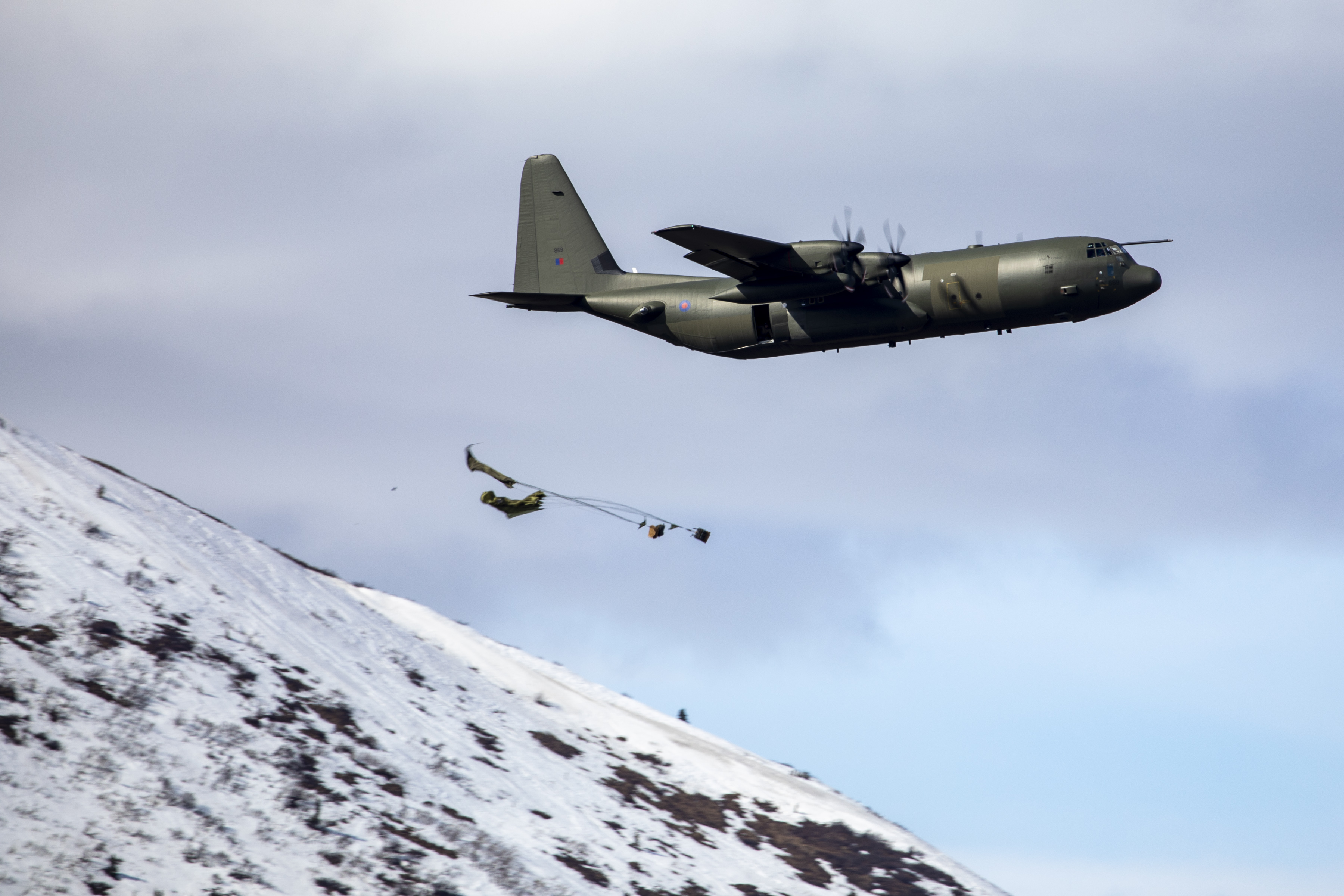 Transport aircraft in flight.
